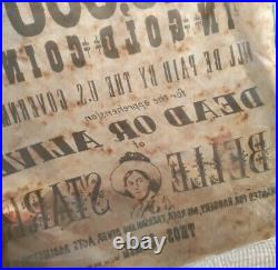 BELLE STARR Antique WANTED POSTER $10,000 REWARD in Gold Coin By US GOVERNMENT