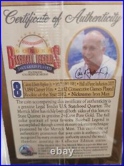 Baseball Legends 24k Gold Plated Quarters Collection Of 12 Players With Holder