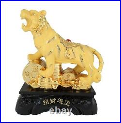 Big Golden Tiger on Coins Statue for Year of the Tiger