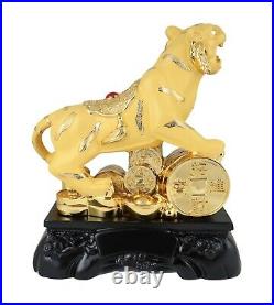 Big Golden Tiger on Coins Statue for Year of the Tiger