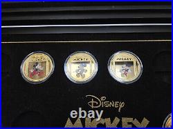 Bradford Exchange Mickey Mouse 24k Gold-Plated Proof 7-Coin Lot withCase