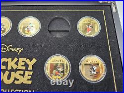 Bradford Exchange Mickey Mouse 24k Gold-Plated Proof 7-Coin Lot withCase