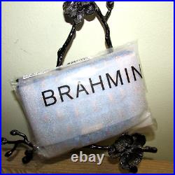 Brahmin Britt Deep Azure Blue & Copper Leather Key Fob Credit Card Coin Holder