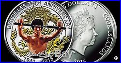 Bruce Lee 75th Anniversary Pure Gold Official Color Silver Coins Figure Limited