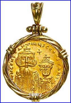 Byzantine Constans II Av Solidus 18kt Pirate Gold Coin Ancient Jewelry Necklace