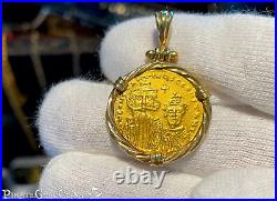 Byzantine Constans II Av Solidus 18kt Pirate Gold Coin Ancient Jewelry Necklace