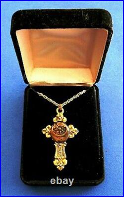 Byzantine Orthodox Christian Cross With Original Ancient Judaism Widow Mite Coin