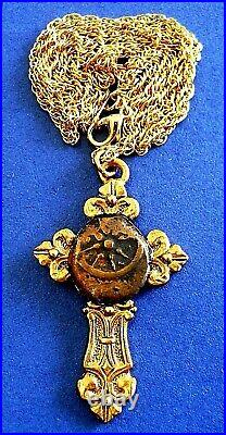 Byzantine Orthodox Christian Cross With Original Ancient Judaism Widow Mite Coin