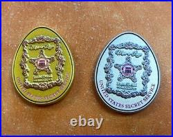 CHALLENGE COINS 2019 Trump Maralago Easter Egg Detail Set USSS with Gold & Silver