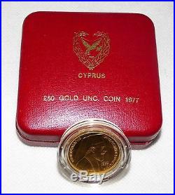 CYPRUS SOVEREIGN 50 POUND GOLD COIN 1977 Archbishop Makarios RARE COLLECTABLE