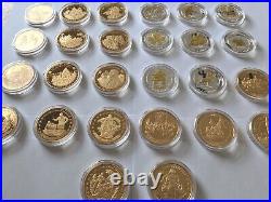 Canadian history proof coins. Collection of 26. Gold and silver plated