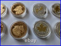 Canadian history proof coins. Collection of 26. Gold and silver plated