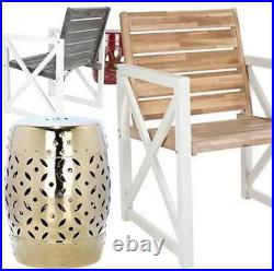 Castle Gardens Collection Lattice Coin Ceramic Garden Stool, Gold