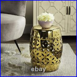 Castle Gardens Collection Lattice Coin Ceramic Garden Stool, Gold