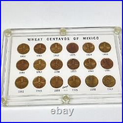 Centavo Collection Mexico Wheat Coins 1950 To 1967 Brass Mexico City Lorenzo Raf