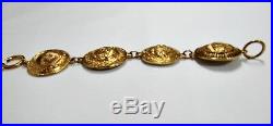 Chanel Vintage 90's Medallion Charm Chain Bracelet Gold Plated Coin Collectible