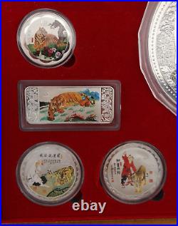 Chinese Commemorative Gold & Silver Plated Coin Set 2010 Year Of The Tiger