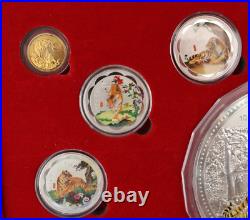 Chinese Commemorative Gold & Silver Plated Coin Set 2010 Year Of The Tiger