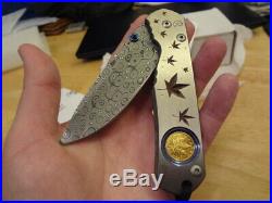 Chris Reeve Knives Large Regular Sebenza. Solid Canadian Gold Coin. CRK. Damascu