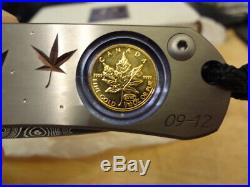 Chris Reeve Knives Large Regular Sebenza. Solid Canadian Gold Coin. CRK. Damascu