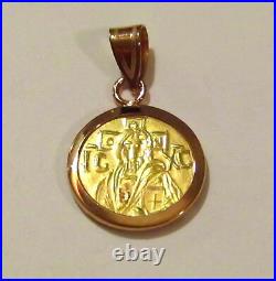 Christ first Byzantine coin icon Solid 22 Karat Gold Pendant Plain-back