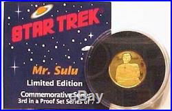 Classic Star Trek Lt Hikaru Sulu 1/4 Oz Pure Gold Proof Coin 1989 UNUSED SEALED