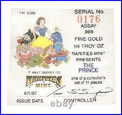 Coin Pendant 1987 Rarities Mint Presents The Prince 1/4 Troy Oz Gold Coin Disney