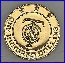 Collectable Tiffany & Company $100 Gold Plated Money Coin