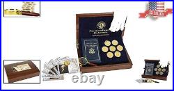 Collectible Founding Fathers Coin Set 24K Gold-Plated Display with Facts Cards