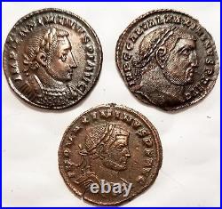 Collection of 3 Maximinus II Bronze Coins, Various Types (AU) Free Shipping