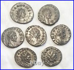 Collection of 7 Claudius II Coins (AU/MS) with Authentic Silvered Finishes