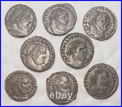 Collection of 8 Licinius I Folles Coins (XF/AU) Silvered Quality