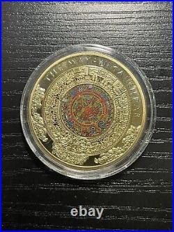 Commemorative Mayan Calendar Gold Coin With Great Detail, Case Included