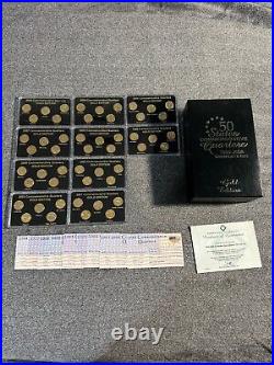 Complete 24K Gold Plated 50 State Quarter Collection 1999-2008 50 Coins