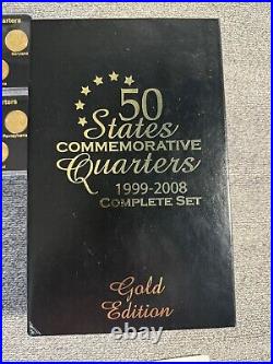 Complete 24K Gold Plated 50 State Quarter Collection 1999-2008 50 Coins