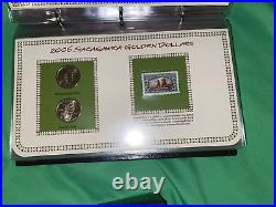 Complete Collection Uncirculated Sacagawea Golden Dollars 2000-2021 Stamps PCS