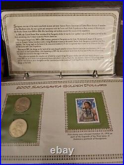 Complete Collection of Sacagawea Gold Dollars First Issue 2000-2015 With Stamps