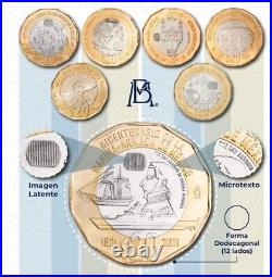 Complete commemorative collection of 7 new Mexican 20 peso coins