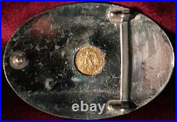 Comstock Silversmiths Sterling Belt Buckle with 1955 5 Peso Gold Coin