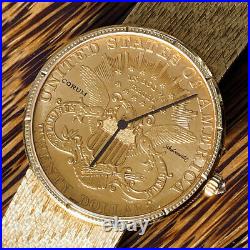 Corum AUTOMATIC Coin 1904 $20 Dollars Full Gold Watch / HERITAGE COLLECTION SET