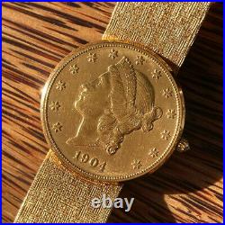 Corum AUTOMATIC Coin 1904 $20 Dollars Full Gold Watch / HERITAGE COLLECTION SET