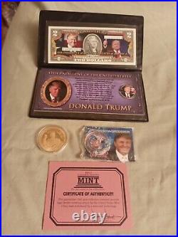 DONALD TRUMP President 2016 Election $2 Bill US Gold Coin And Inauguration Coin