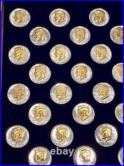 Danbury Mint 24k Gold &. 999 Silver John F. Kennedy 50 Half Dollar Collection