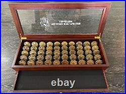 Danbury Mint NFL Super Bowl Flip Coin Collection with Glass Top Wooden Box, PO-LN