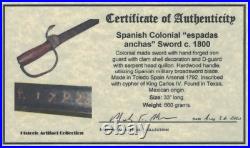 Dated Sword! Spanish Colonial Espada Ancha Ca. 1800 Toledo Pirate Gold Coins