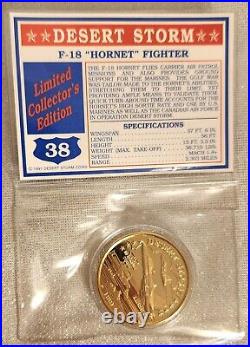 Desert Storm Air War Collection 12 $20 coins 22kt gold plated 12 Cards Case RARE