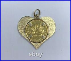 Disney Mickey & Minnie Mouse Yours Forever 1/20oz Gold Coin Set In 14K Pendant