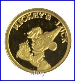 Disney Mickey Mouse Pure Gold Coin 1/4 oz 1987 clear case serial number card