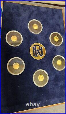 Disney Pinocchio 50th Anniversary Six 1/10 Troy Oz Gold Coin Collectors Proofset