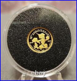 Disney Pinocchio 50th Anniversary Six 1/10 Troy Oz Gold Coin Collectors Proofset